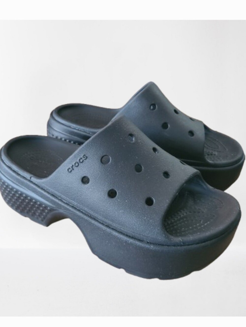Crocs Unisex Adult Stomp Slides Platform Sandals Black - Picture 2 of 11